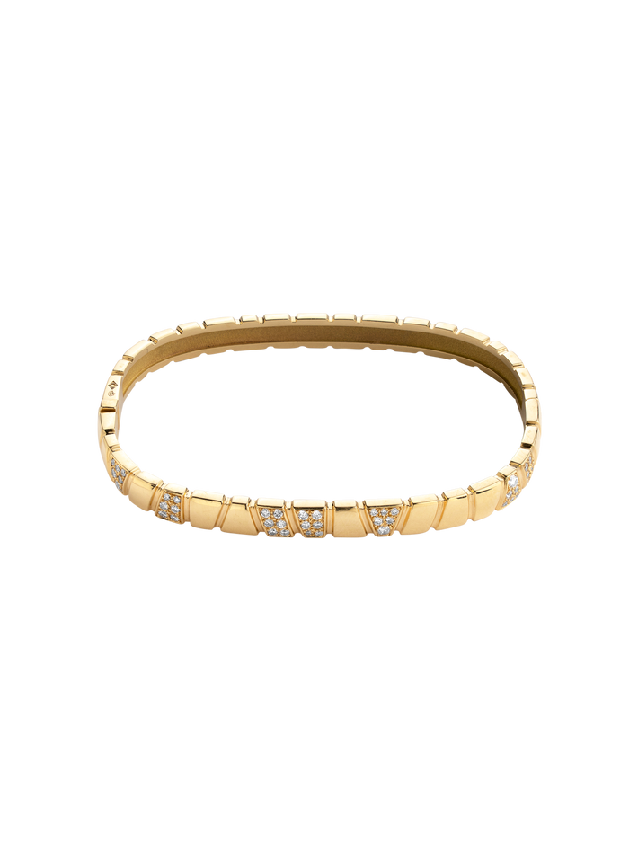 Bangle bracelet ride & love semi-pavé - 18k yellow gold
