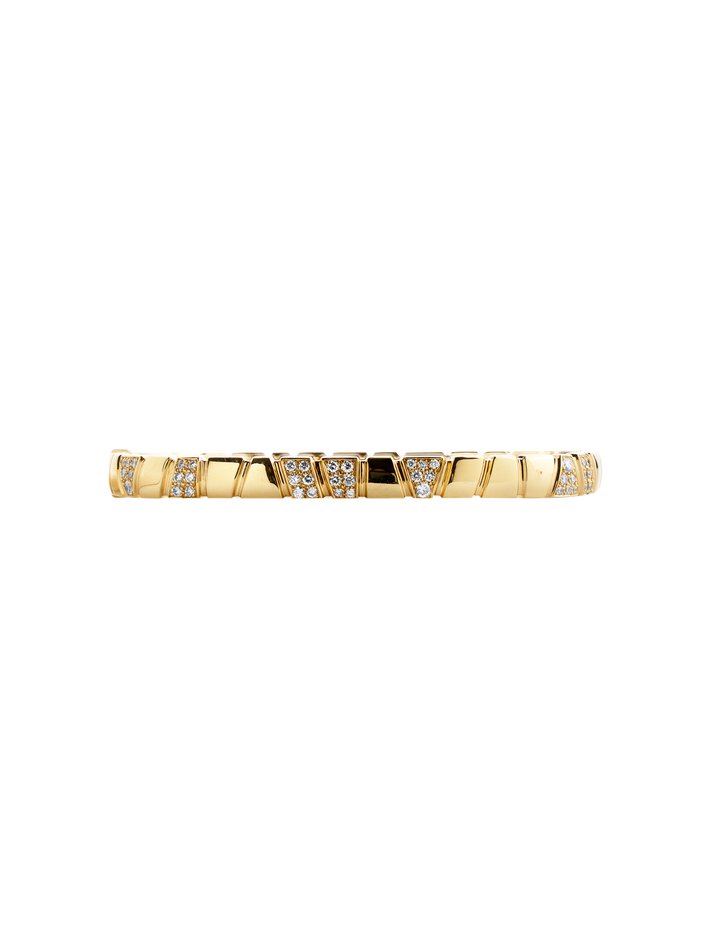 Bangle bracelet ride & love semi-pavé - 18k yellow gold