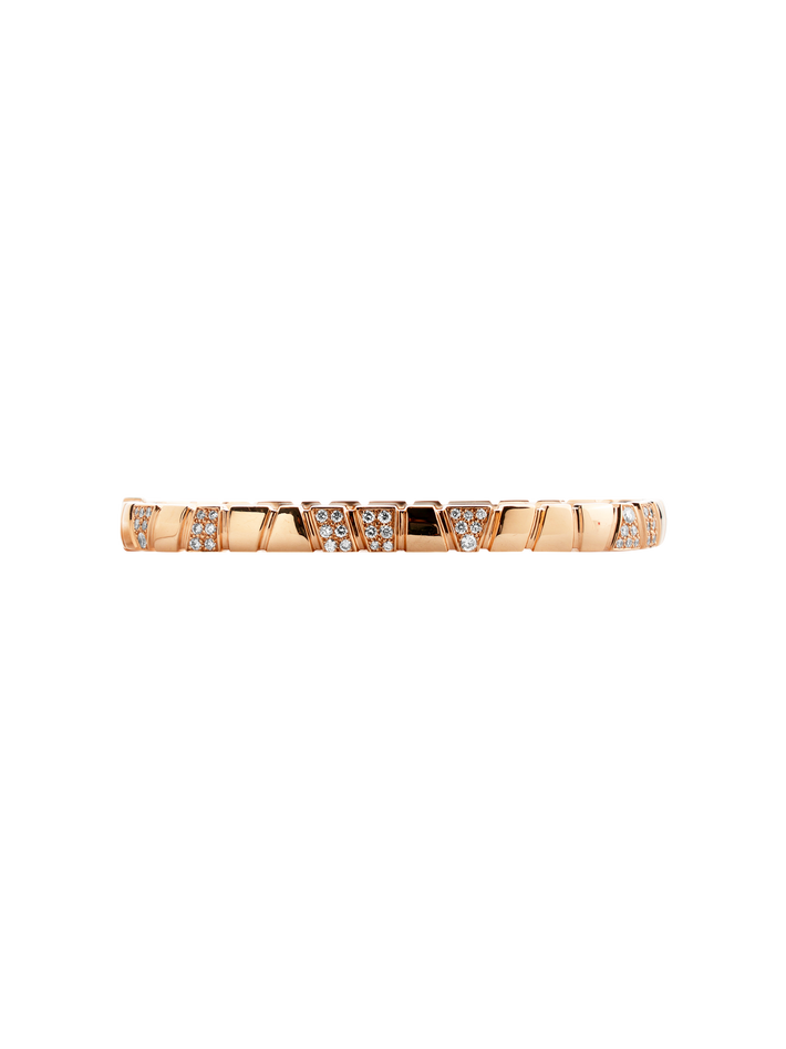 Bangle bracelet ride & love semi-pavé - 18k rose gold