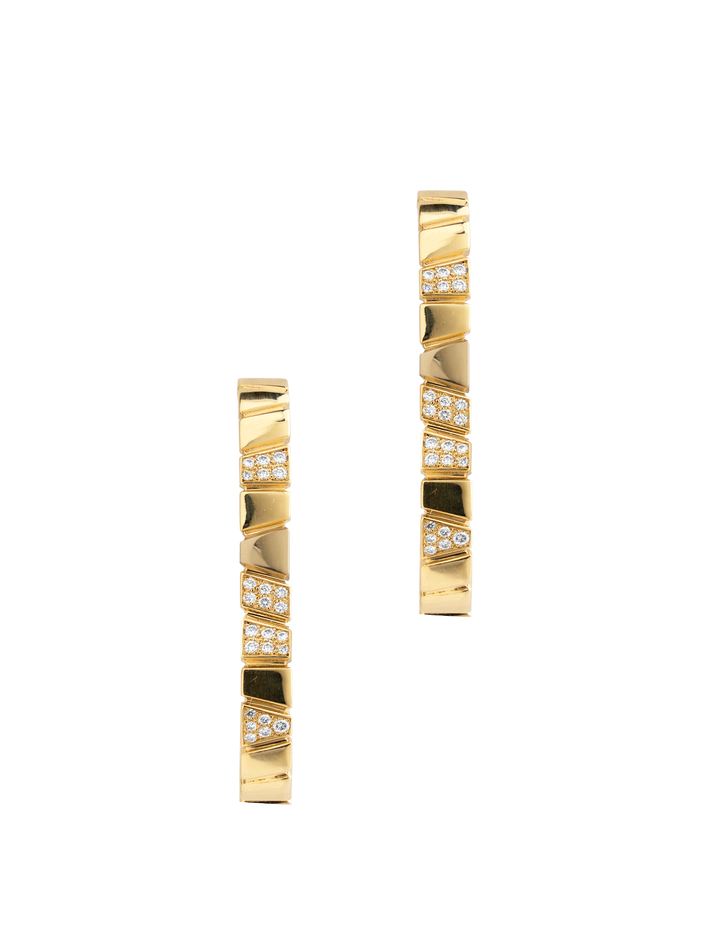 Earrings ride & love semi-pavées large - 18k yellow gold