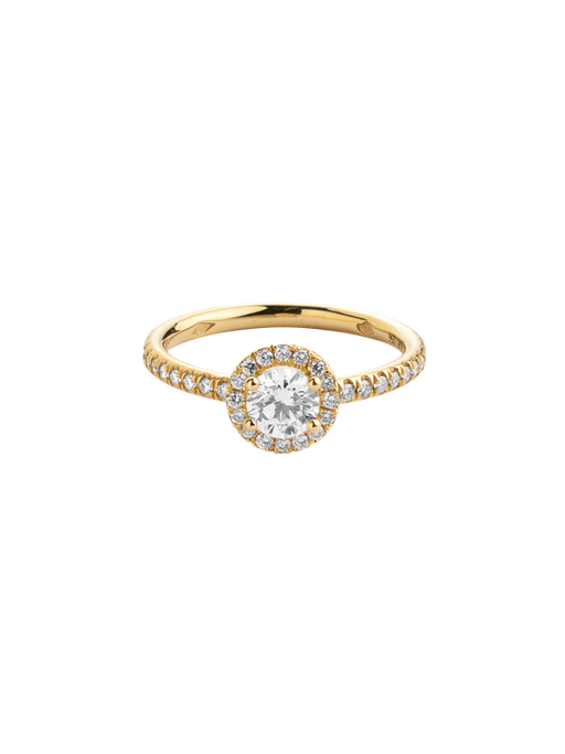 Solitaire absolu.e couronne 0.5ct pavé - 18k yellow gold photo
