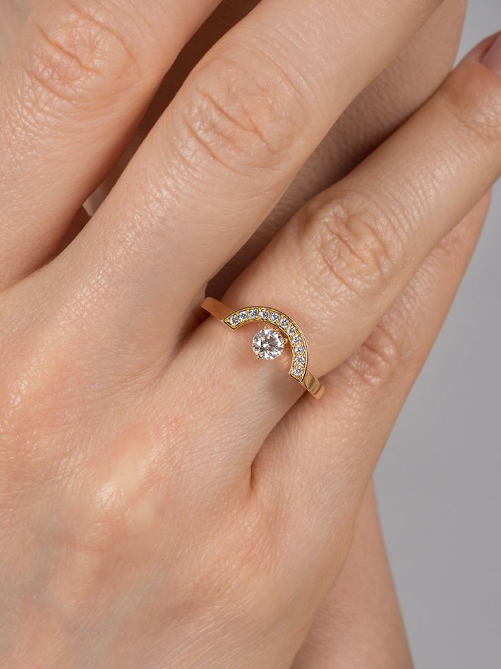 Ring intrépide petit arc 0.5ct pavée - 18k rose gold