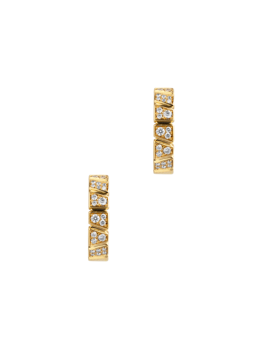 Earrings ride & love pavées small - 18k yellow gold photo