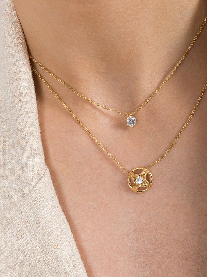 Necklace pur.e 0.25ct - 18k yellow gold