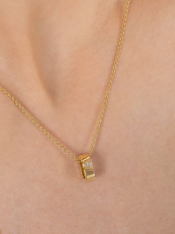 Necklace ride & love semi-pavé medium - 18k yellow gold