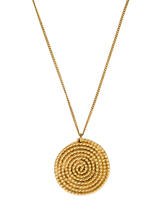 Golden granulated large spiral pendant necklace photo