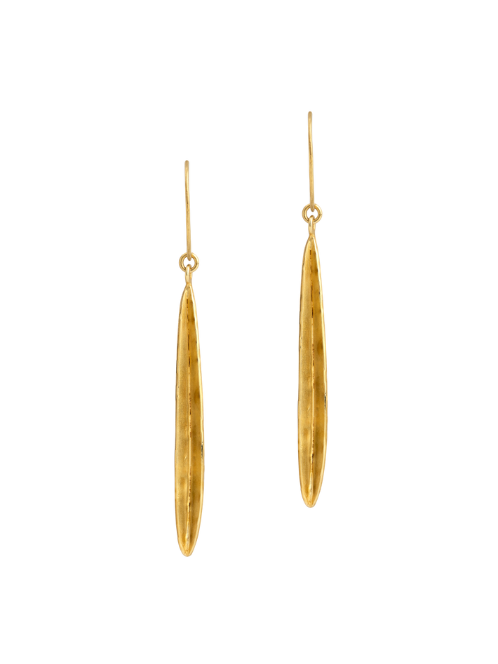 Golden blade of grass earrings