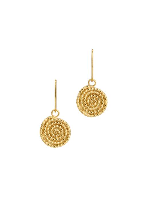 Golden granulated spiral earrings photo