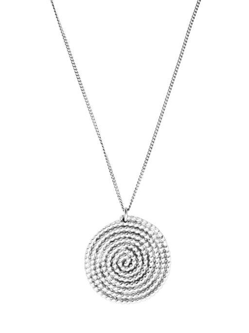 Granulated large spiral pendant necklace photo