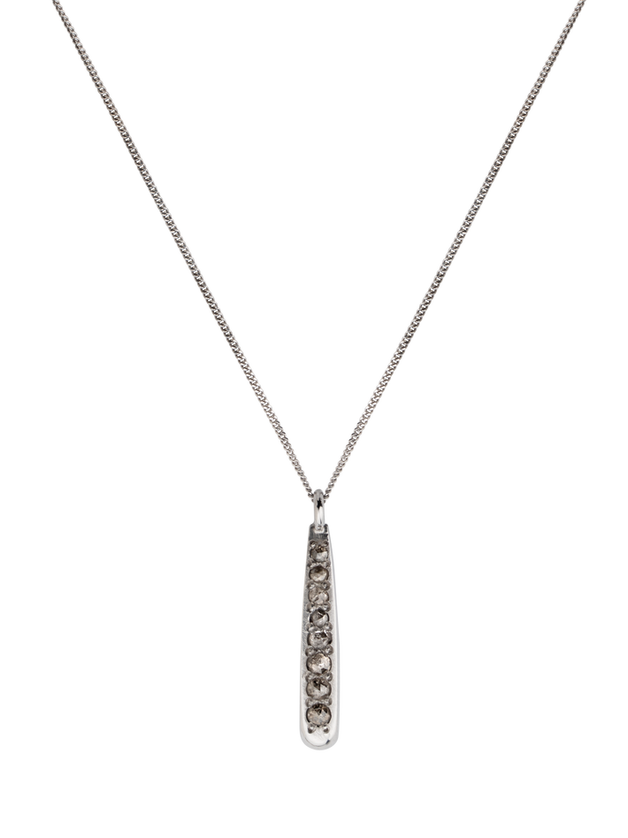 White gold drop necklace with rose cut diamonds by Martine Jans
