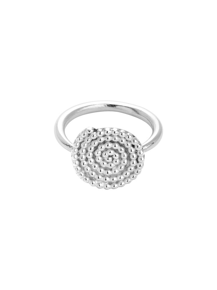 Granulated spiral disc ring