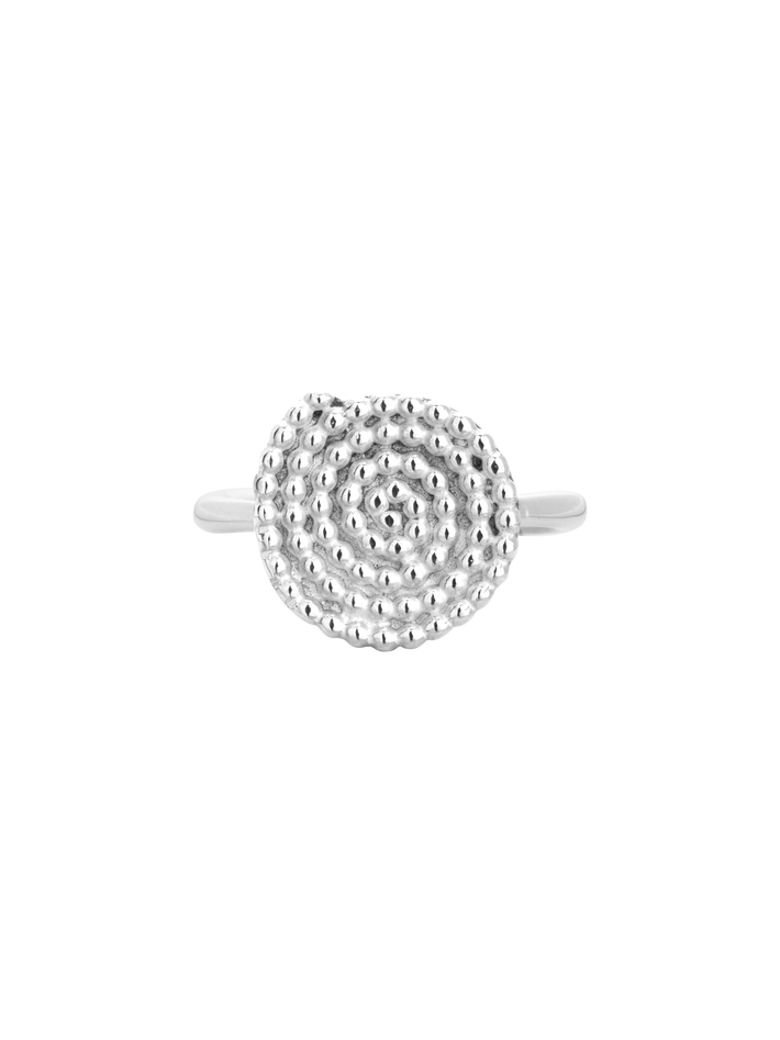 Granulated spiral disc ring