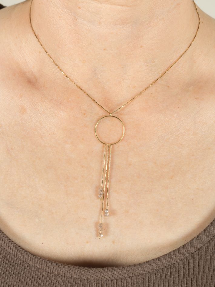 Labradorite halo drop necklace