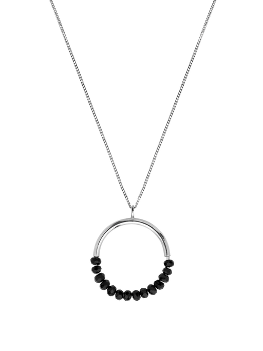 Black spinel halo necklace photo