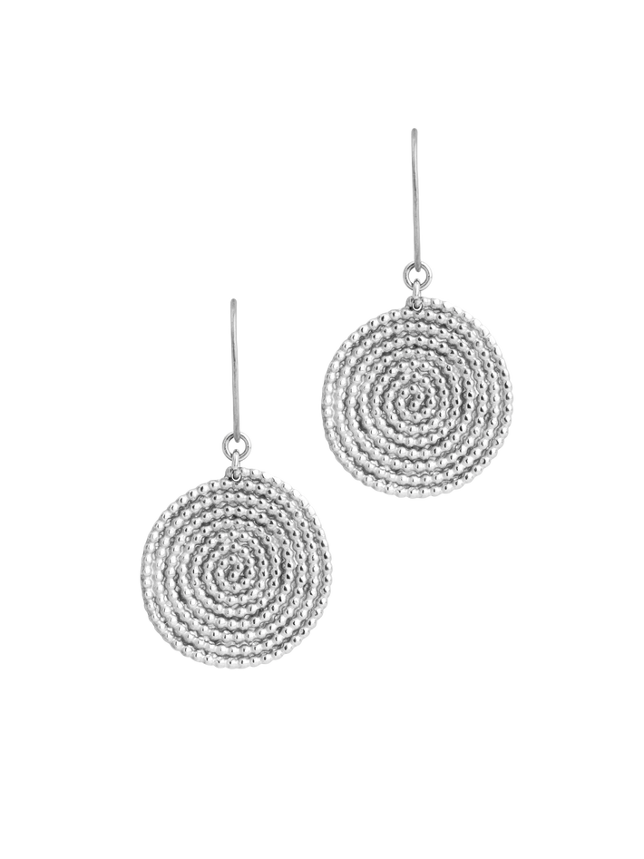 Granulated large spiral earrings