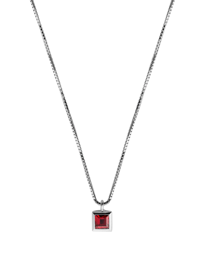 Square Burmese ruby necklace