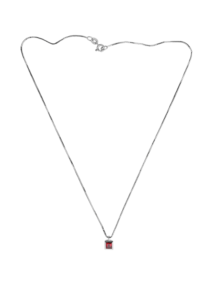 Square Burmese ruby necklace