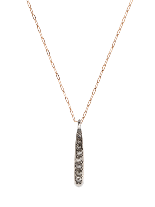 White and rose gold drop necklace with rose cut diamonds photo