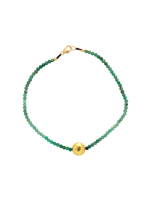 Emerald and large gold bead beaded bracelet photo