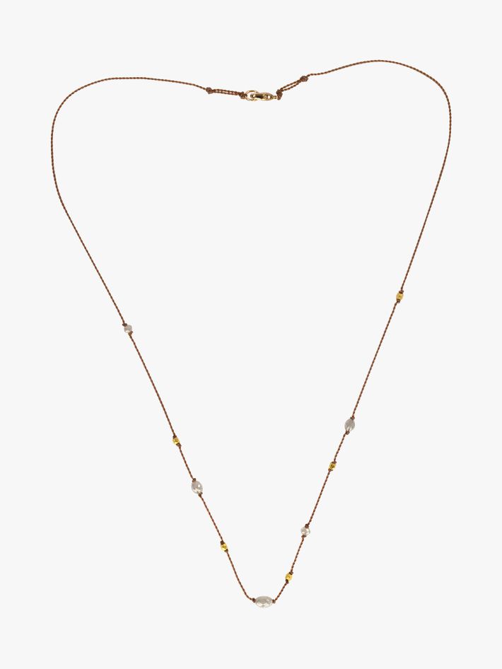 Grey diamond and gold bead wren necklace 