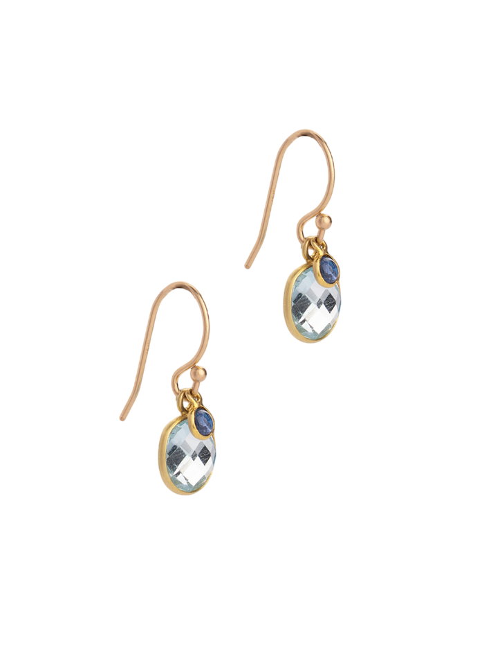 Blue topaz and sapphire 18kt earrings