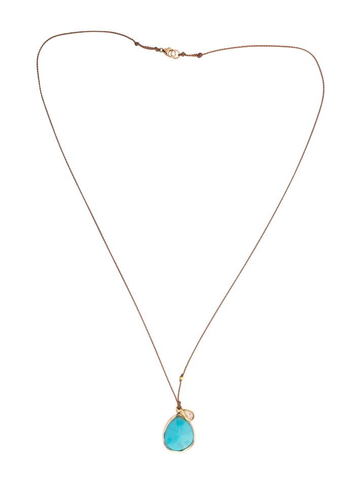 Turquoise, diamond and 18kt bead necklace