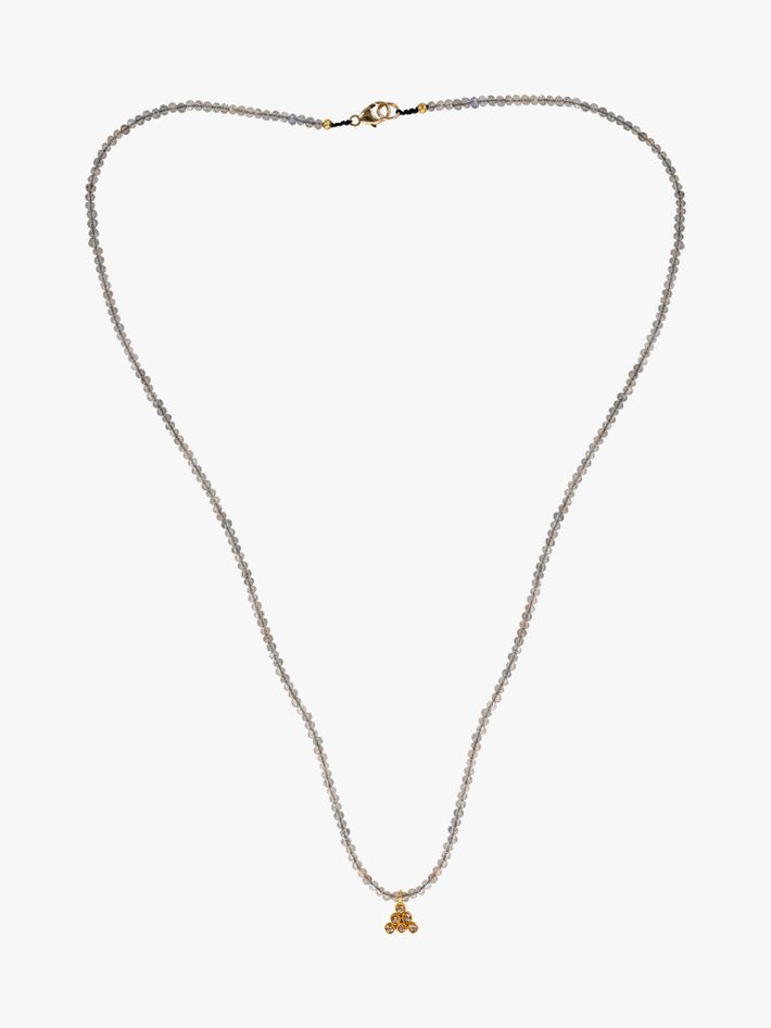 Labradorite and diamond beaded necklace