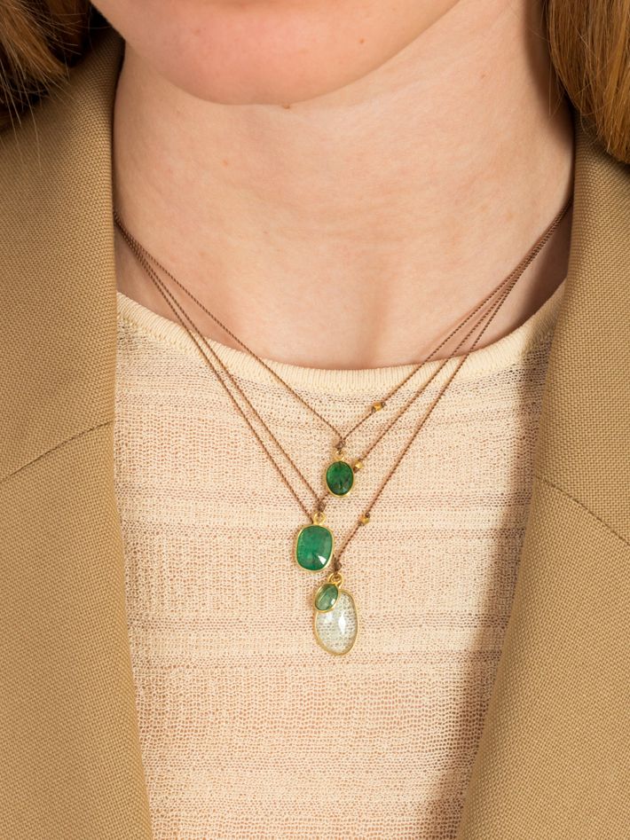 Emerald cushion cut pendant necklace