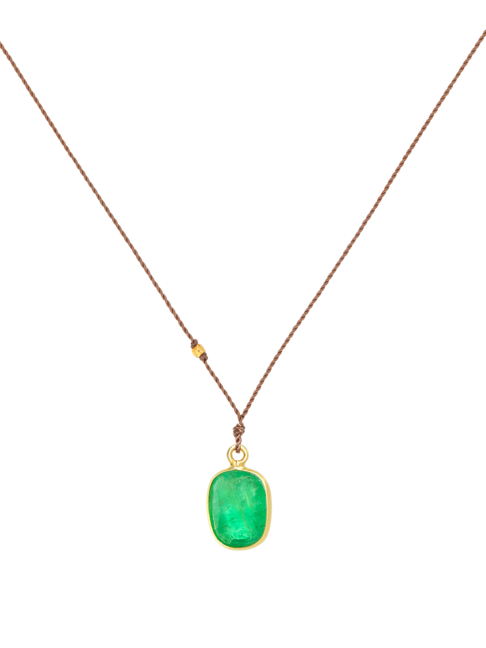 Emerald cushion cut pendant necklace
