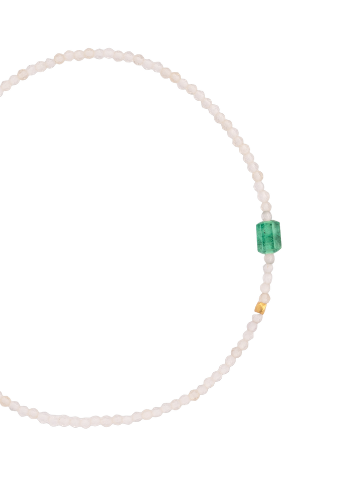 Lemon topaz and emerald + 18kt beaded bracelet