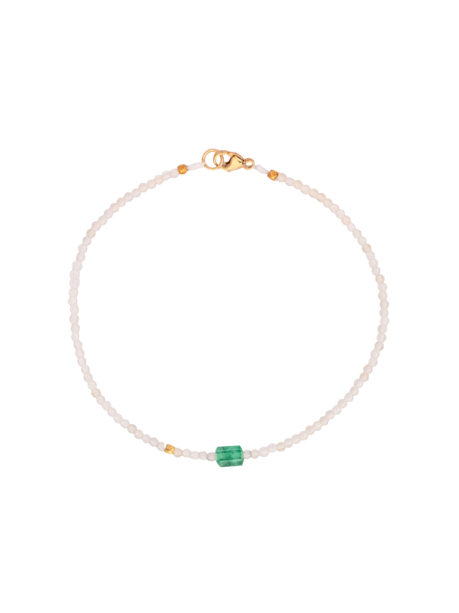 Lemon topaz and emerald + 18kt beaded bracelet photo