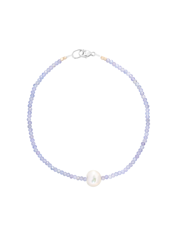 Tanzanite and pearl beaded bracelet