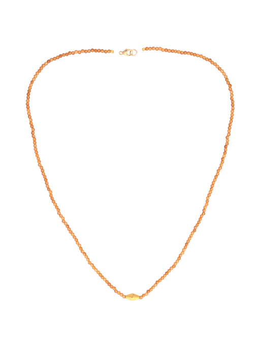 Beaded hessonite garnet + 18kt beaded necklace photo