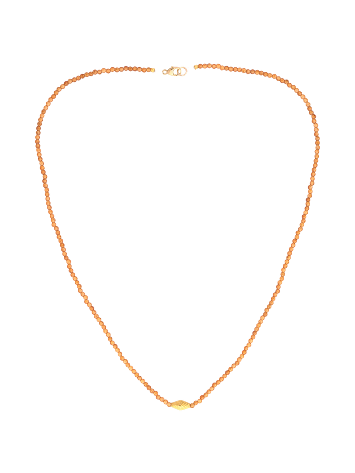 Beaded hessonite garnet + 18kt beaded necklace