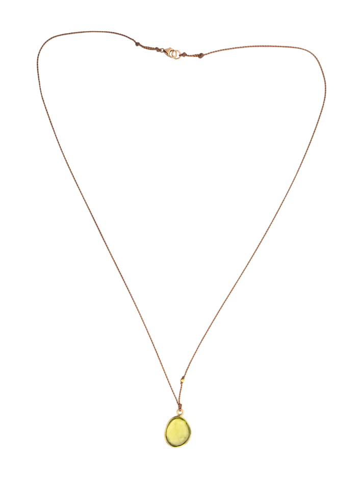 Peridot and 18kt bead necklace