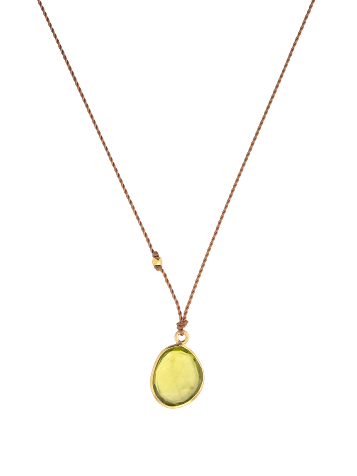 Peridot and 18kt bead necklace