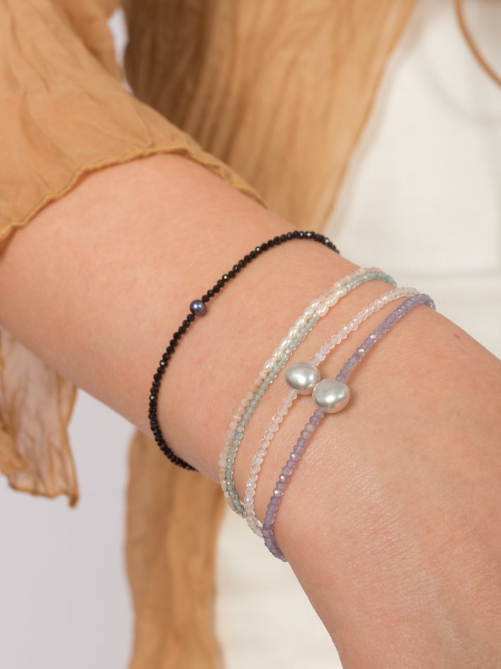 Moonstone and pearl beaded bracelet