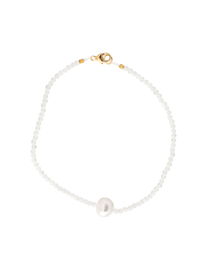 Moonstone and pearl beaded bracelet