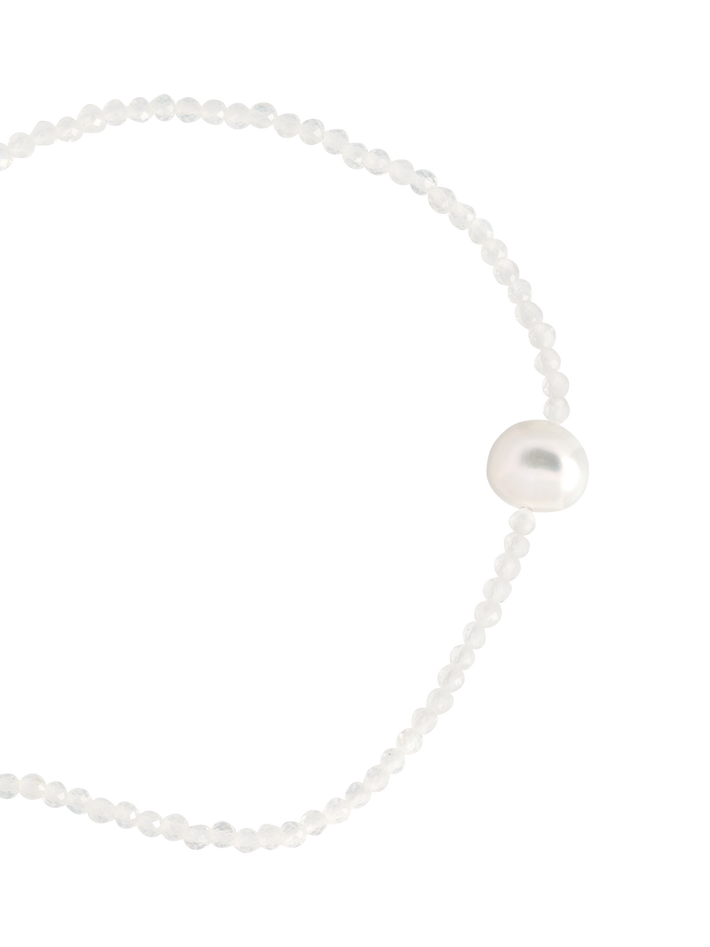 Moonstone and pearl beaded bracelet