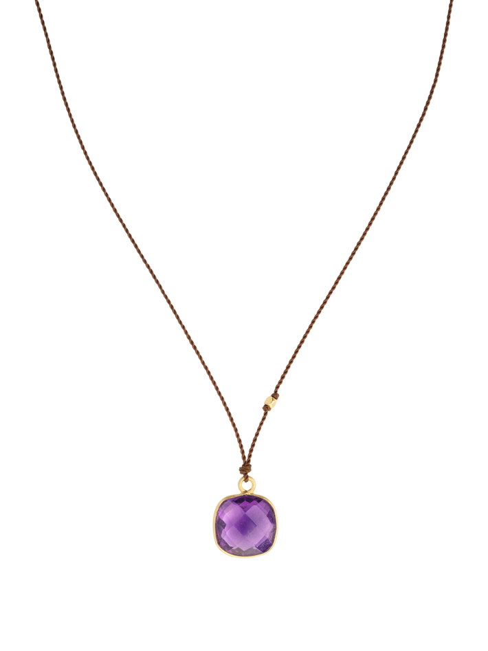 Amethyst and 18kt bead necklace