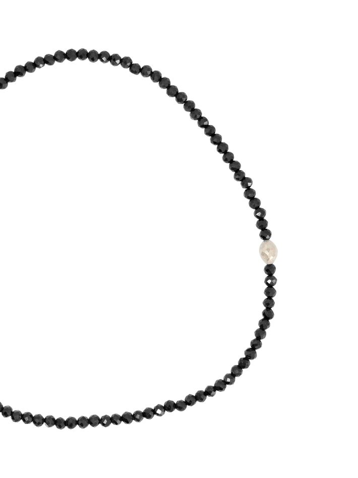 Black spinel and grey diamond beaded bracelet