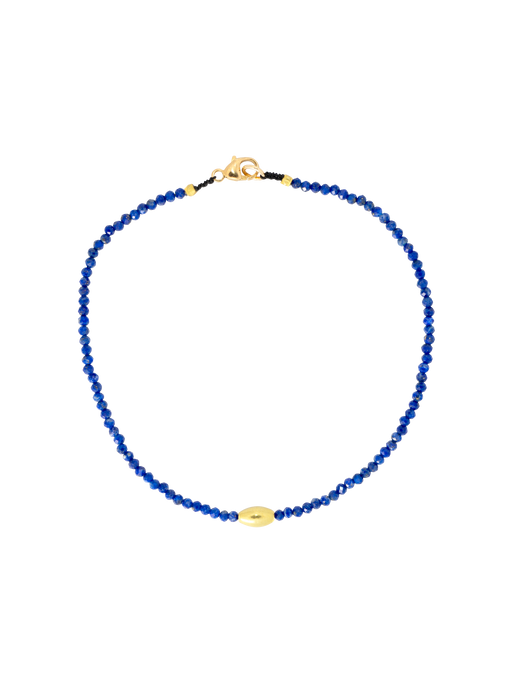 Lapis and gold bead beaded bracelet photo