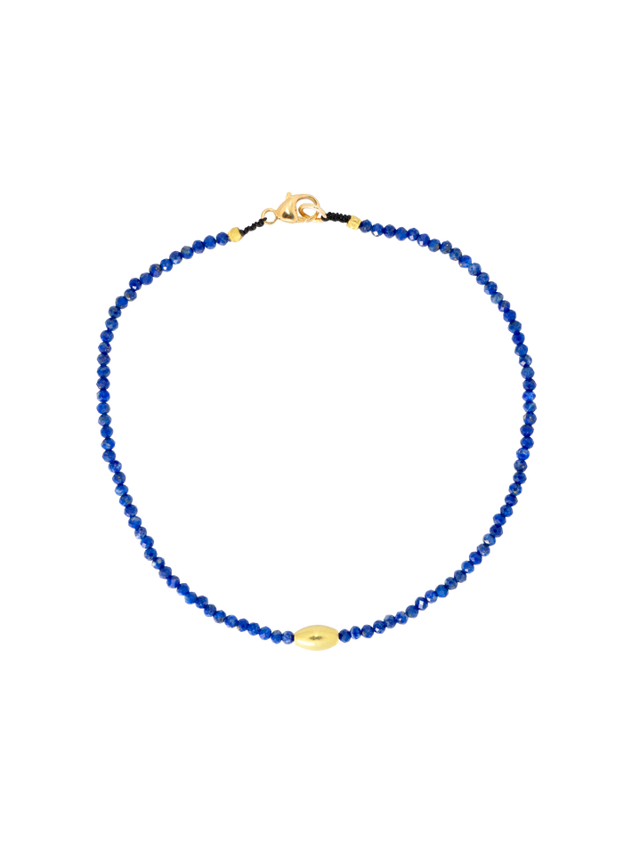 Lapis and gold bead beaded bracelet