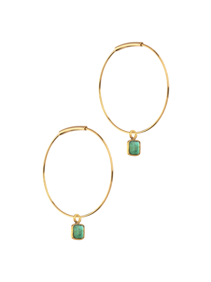 14kt emerald hoops