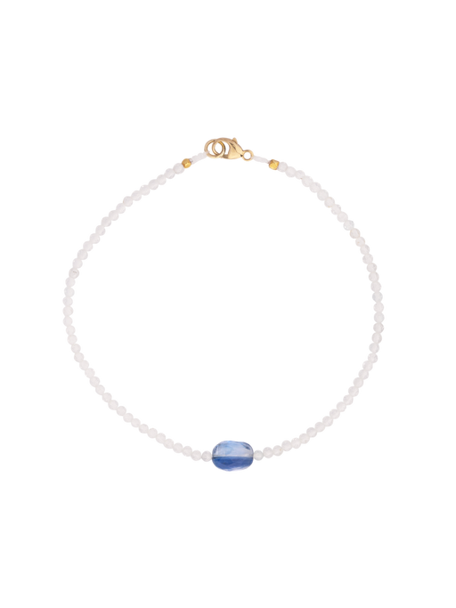 White topaz + kyanite beaded bracelet photo