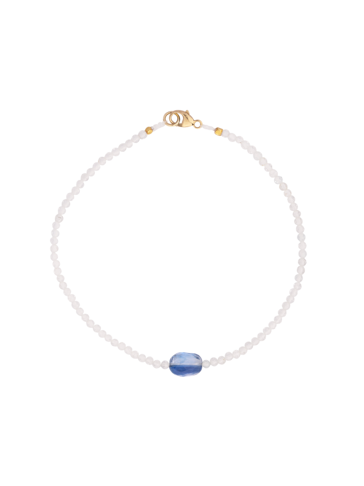 White topaz + kyanite beaded bracelet