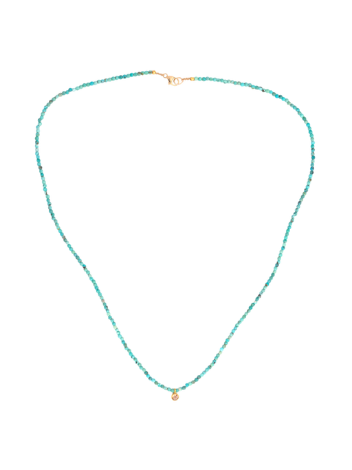 Beaded turquoise necklace with rosecut diamond photo