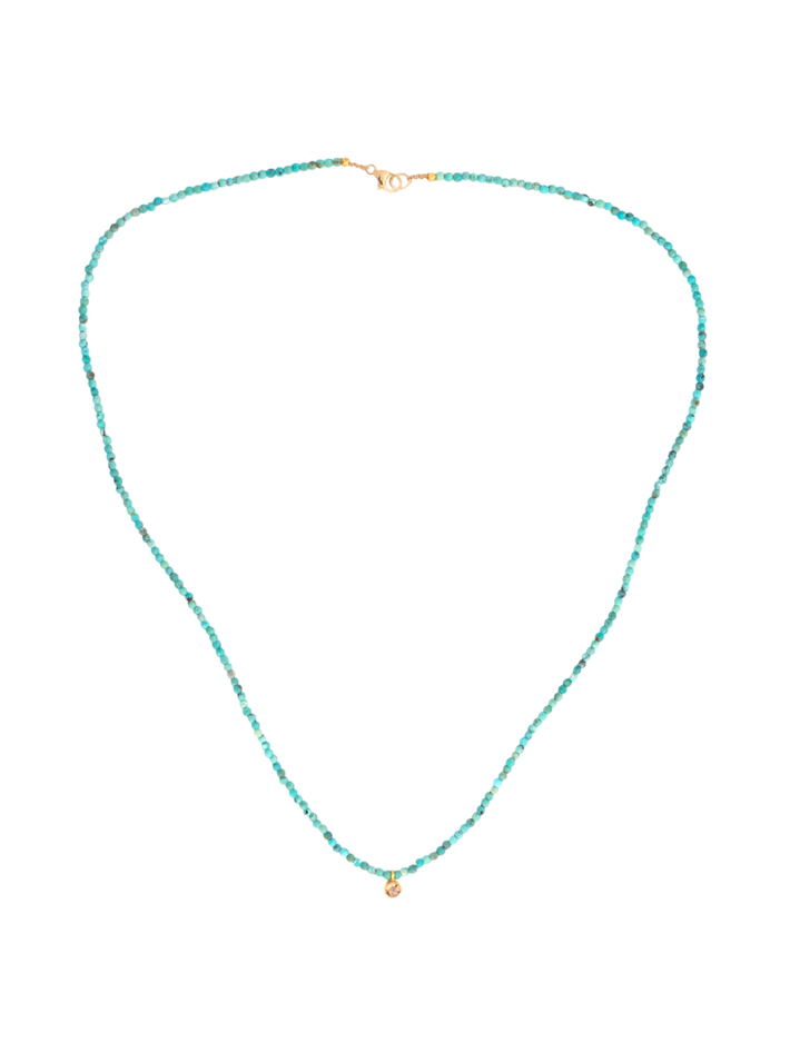 Beaded turquoise necklace with rosecut diamond