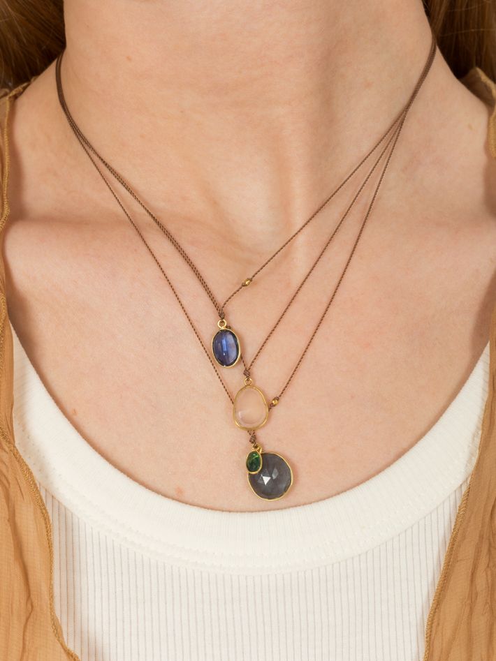 London blue topaz and emerald pendant necklace