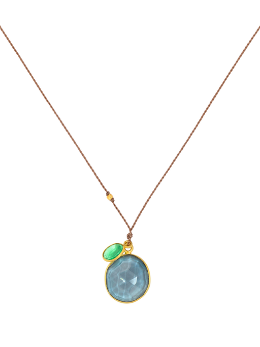 London blue topaz and emerald pendant necklace photo